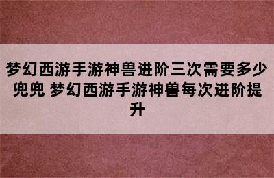 梦幻西游手游神兽进阶三次需要多少兜兜 梦幻西游手游神兽每次进阶提升